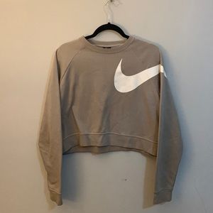 Nike Tan Cropped Logo Sweatshirt Size Large